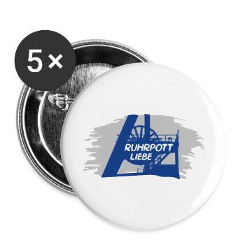 Ruhrpottliebe schlägt in meiner Brust - Buttons groß 56 mm (5er Pack) - Weiß - Vorne