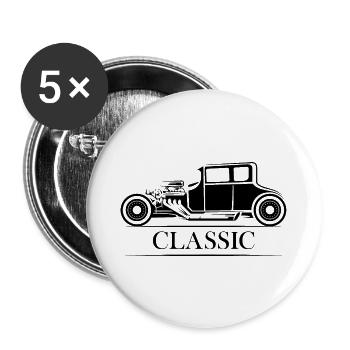 classic cars oldtimer illustration symbol graphic - Buttons large 2.2''/56 mm (5-pack) - white - Front