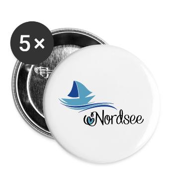 Nordsee Design mit Segelboot - Buttons groß 56 mm (5er Pack) - Weiß - Vorne