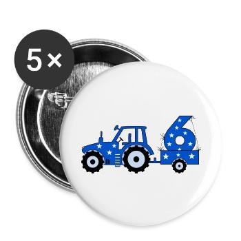 6th birthday tractor - Buttons large 2.2''/56 mm (5-pack) - white - Front