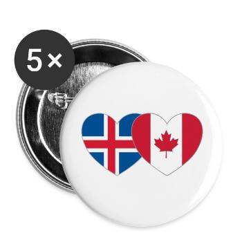 Iceland Canada Flag Heart - Buttons large 2.2''/56 mm (5-pack) - white - Front