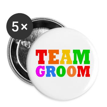 Team groom - Lot de 5 grands badges (56 mm) - blanc - Devant