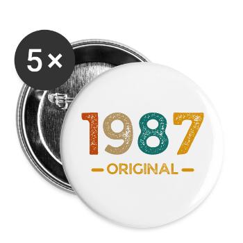 1987 original - Lot de 5 grands badges (56 mm) - blanc - Devant