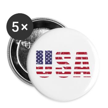 usa flagge schrift vintage - Buttons groß 56 mm (5er Pack) - Weiß - Vorne
