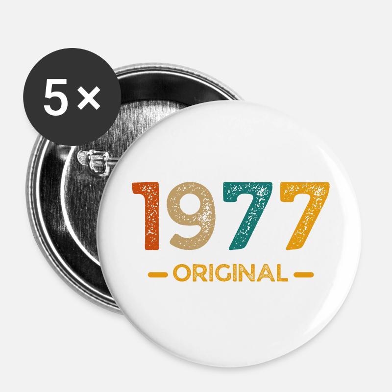 Original von 1977 - Buttons groß 56 mm (5er Pack) - Weiß