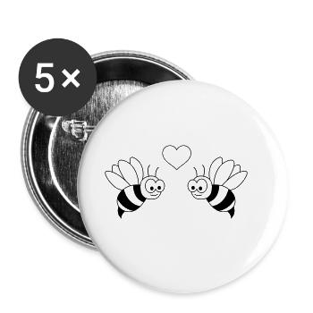 Honigbiene Comic Paar liebe - Buttons groß 56 mm (5er Pack) - Weiß - Vorne