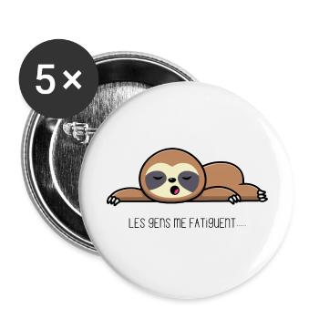 Les gens me fatiguent - Lot de 5 grands badges (56 mm) - blanc - Devant