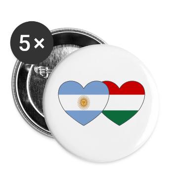 Argentinien Ungarn Flagge Herz - Buttons groß 56 mm (5er Pack) - Weiß - Vorne