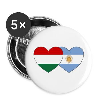 Ungarn Argentinien Flagge Herz - Buttons groß 56 mm (5er Pack) - Weiß - Vorne
