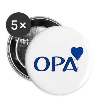 Opa Luftballon Herz - Buttons groß 56 mm (5er Pack) - Weiß - Vorne