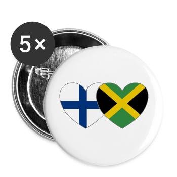 Finnland Jamaika Flagge Herz - Buttons groß 56 mm (5er Pack) - Weiß - Vorne