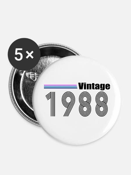 1988 - Buttons groß 56 mm (5er Pack) - Weiß