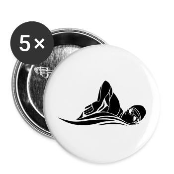 Nageur Tribal Natation Natation - Lot de 5 grands badges (56 mm) - blanc - Devant