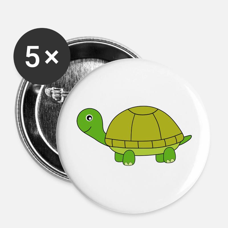 Schildkröte - Buttons groß 56 mm (5er Pack) - Weiß