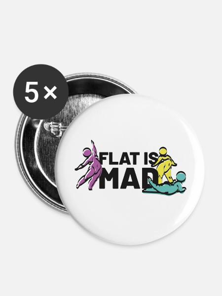 flat is mad - Buttons groß 56 mm (5er Pack) - Weiß