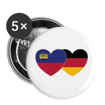 Lichtenstein Deutschland Flagge Herz - Buttons groß 56 mm (5er Pack) - Weiß - Vorne