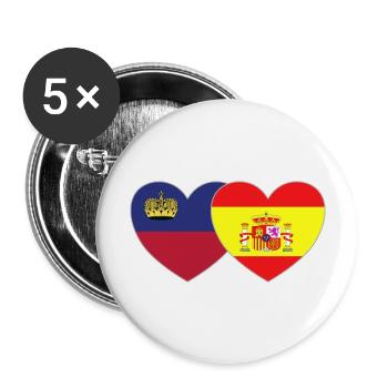 Liechtenstein Spanien Flagge Herz - Buttons groß 56 mm (5er Pack) - Weiß - Vorne