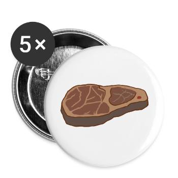 Steak Meat Beef Food and Grilling - Buttons large 2.2''/56 mm (5-pack) - white - Front
