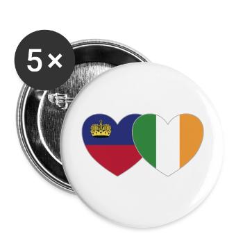 Liechtenstein Irland Flagge Herz - Buttons groß 56 mm (5er Pack) - Weiß - Vorne