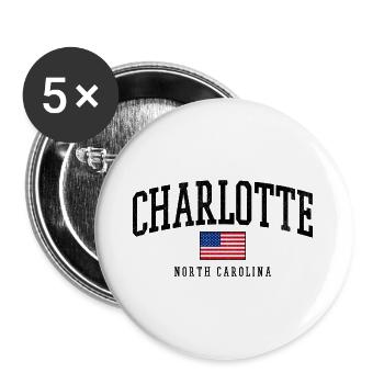 Charlotte North Carolina USA Grafik Beschreibung:  - Buttons groß 56 mm (5er Pack) - Weiß - Vorne