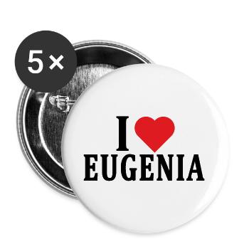 t-shirt J’aime Eugenia idée cadeau t-shirt - Lot de 5 grands badges (56 mm) - blanc - Devant