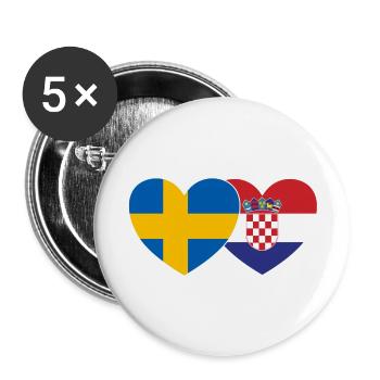 Suède Croatie Flag Heart - Lot de 5 grands badges (56 mm) - blanc - Devant