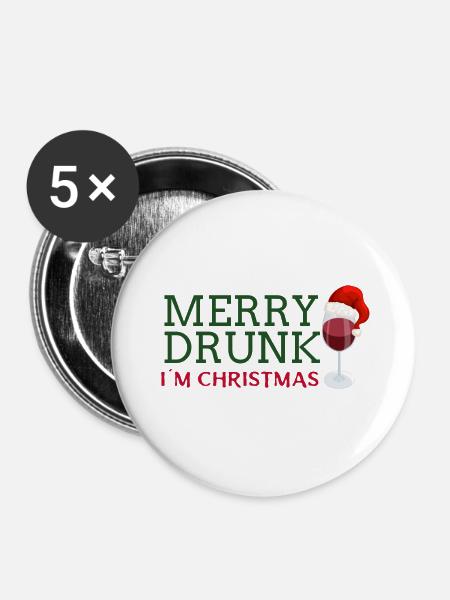 Merry Drunk - Buttons groß 56 mm (5er Pack) - Weiß