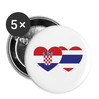 Kroatien Thailand Flagge Herz - Buttons groß 56 mm (5er Pack) - Weiß - Vorne
