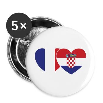 France Croatia Flag Heart - Buttons large 2.2''/56 mm (5-pack) - white - Front