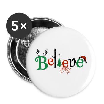 Believe - Buttons groß 56 mm (5er Pack) - Weiß - Vorne