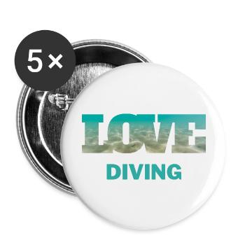 Underwater Triangle Diving Snorkeling Holiday - Buttons large 2.2''/56 mm (5-pack) - white - Front