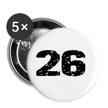 26 Zahl Trikot - Buttons groß 56 mm (5er Pack) - Weiß - Vorne