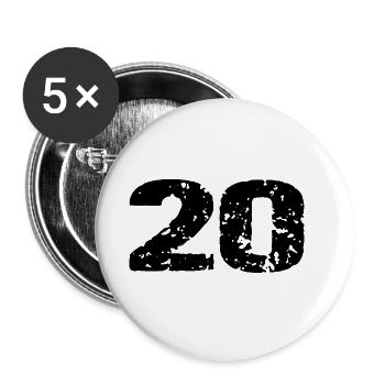 Maillot 20 Numéro - Lot de 5 grands badges (56 mm) - blanc - Devant