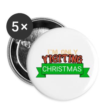 Passing by Christmas - Christmas - Buttons large 2.2''/56 mm (5-pack) - white - Front