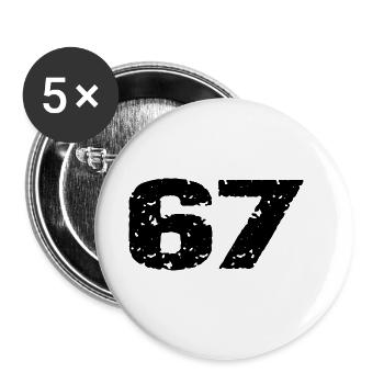 67 Zahl Trikot - Buttons groß 56 mm (5er Pack) - Weiß - Vorne