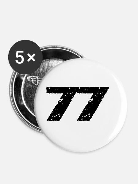 77 Zahl Trikot - Buttons groß 56 mm (5er Pack) - Weiß