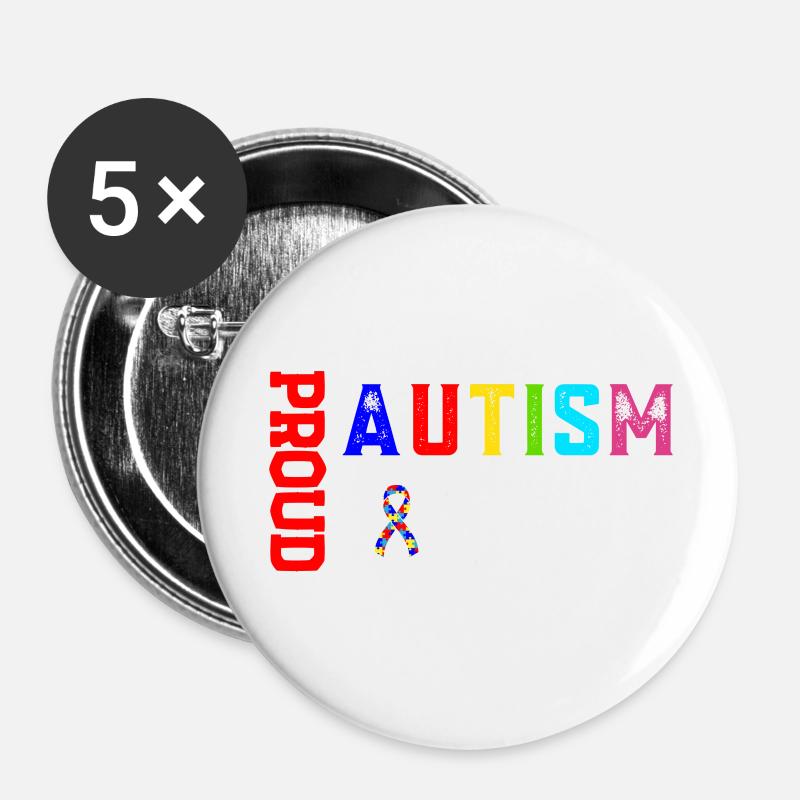 Autism Pround Sister T-Shirt - Buttons large 2.2''/56 mm (5-pack) - white