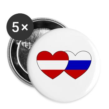 Austria Russia Flag Heart - Buttons large 2.2''/56 mm (5-pack) - white - Front