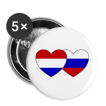 Cœur de drapeau de la Hollande Russie - Lot de 5 grands badges (56 mm) - blanc - Devant