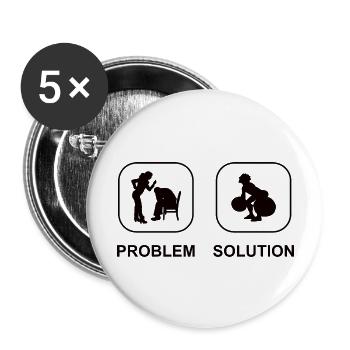 Krafttraining Sportler Fitness Bodybuilder Muskel - Buttons groß 56 mm (5er Pack) - Weiß - Vorne