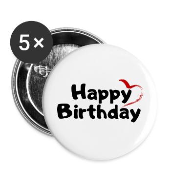 Joyeux anniversaire Salutation d’anniversaire Cadeau d’anniversaire - Lot de 5 grands badges (56 mm) - blanc - Devant