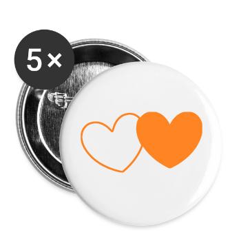 Valentinstag Herz orangen - Buttons groß 56 mm (5er Pack) - Weiß - Vorne