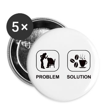 Coffee Gift Coffee Cup Caffeine Coffee Bean - Buttons large 2.2''/56 mm (5-pack) - white - Front