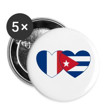 France Coeur de drapeau cubain - Lot de 5 grands badges (56 mm) - blanc - Devant