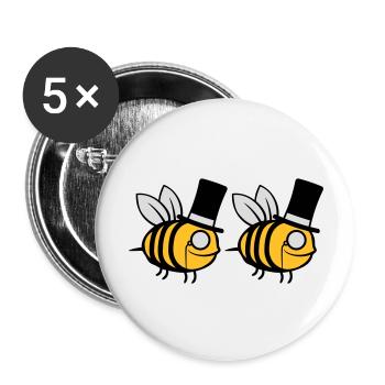 Team Cylinder Hat Bees - Lot de 5 grands badges (56 mm) - blanc - Devant