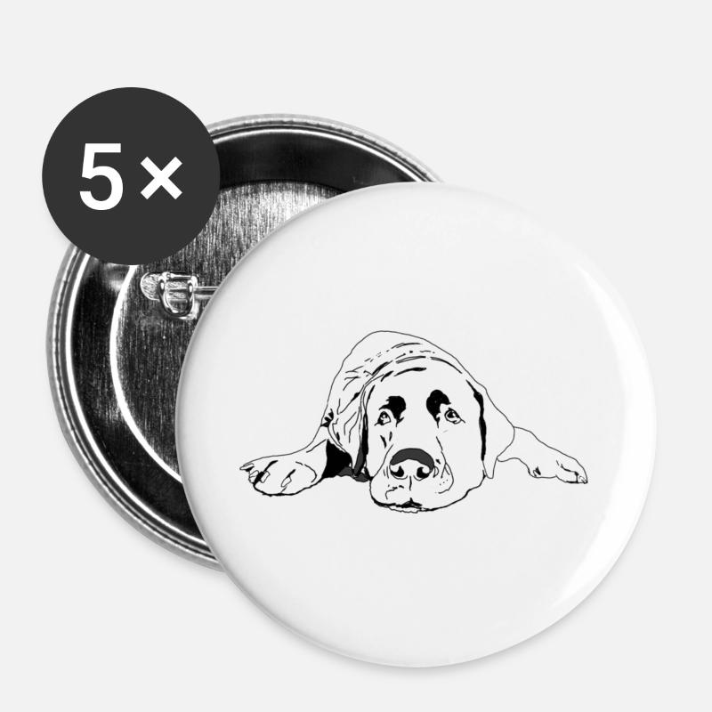 Labrador - Buttons large 2.2''/56 mm (5-pack) - white