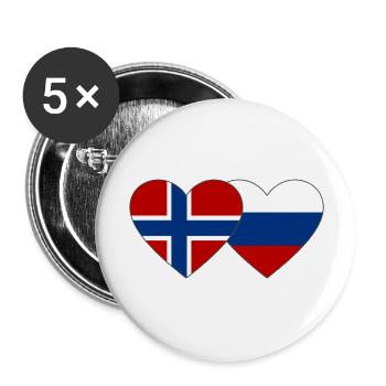 Norway Russia Flag Heart - Buttons large 2.2''/56 mm (5-pack) - white - Front