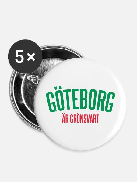 Göteborg ist grünlich-schwarz - Buttons groß 56 mm (5er Pack) - Weiß
