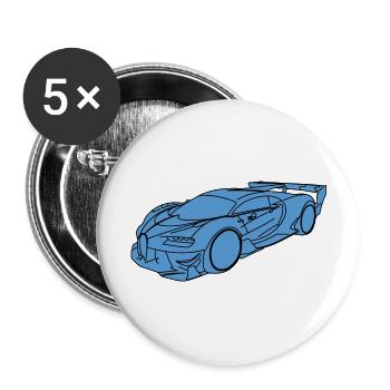 Voiture de sport Buga - Lot de 5 grands badges (56 mm) - blanc - Devant