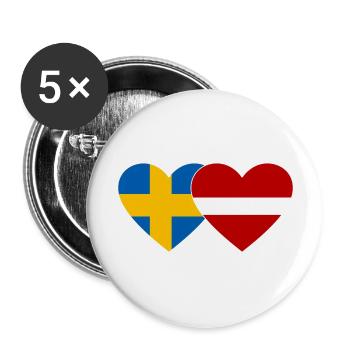 Schweden Lettland Flagge Herz - Buttons groß 56 mm (5er Pack) - Weiß - Vorne